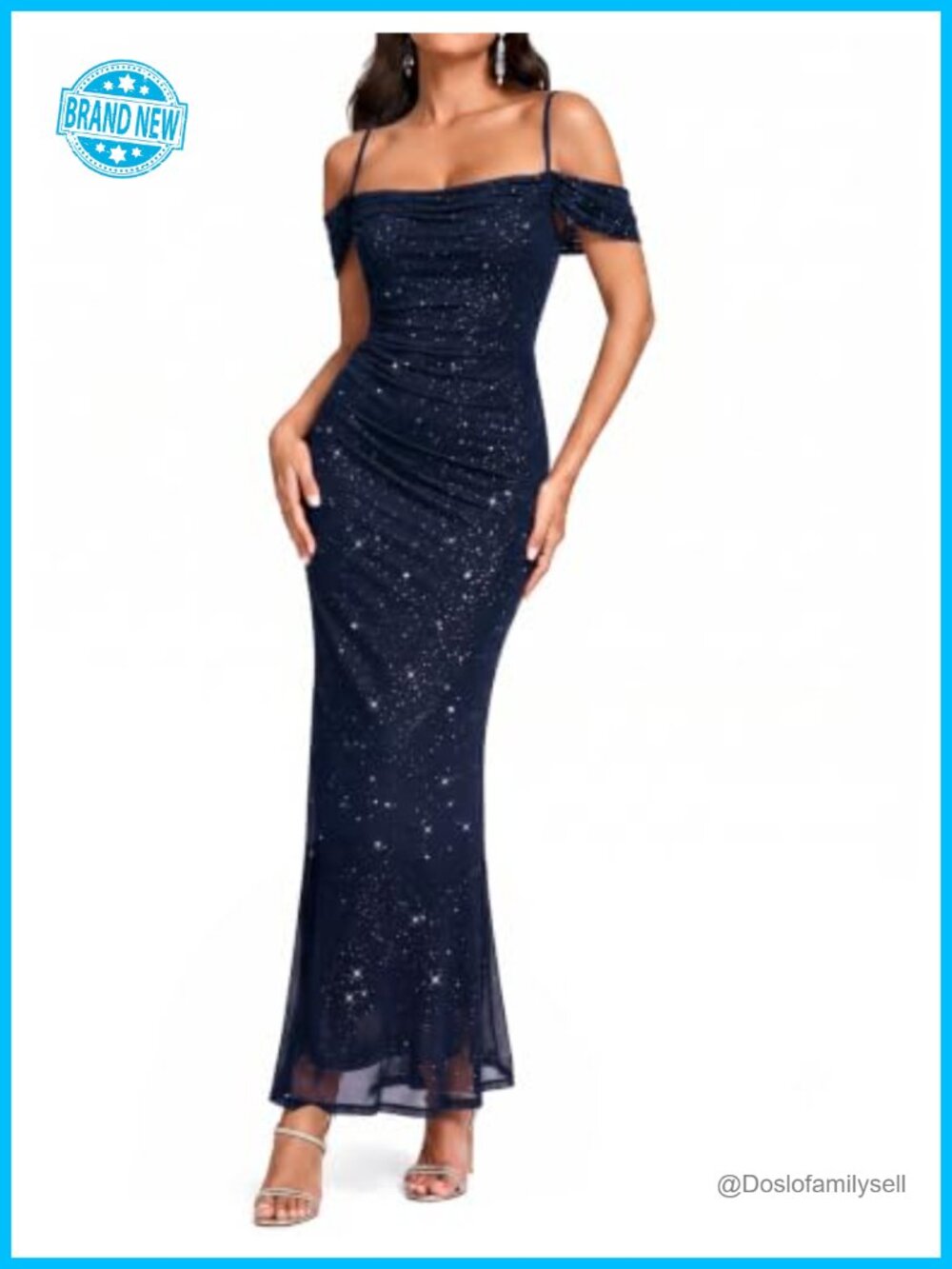 Sequin Off Shoulder Bodycon Cocktail Dress Formal Evening Gown
